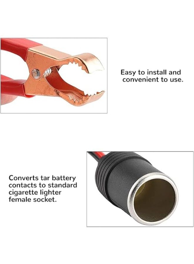 12V/24V Female Car Cigarette Lighter Socket to Battery Alligator Clips - Heavy Duty Battery Clamp-on Extension - Portable Power Converter for Cars, RVs, and Boats. - Image 5