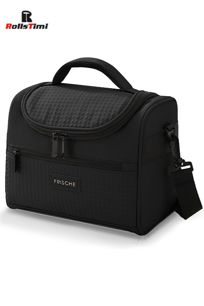 RollsTimi  Lunch Bag for Women/Men, Insulated Lunch Boxs  Soft Cooler Cooling Tote, Lightweight Reusable Waterproof Lunch Box with Adjustable Shoulder Strap For Work,Black - Image 2