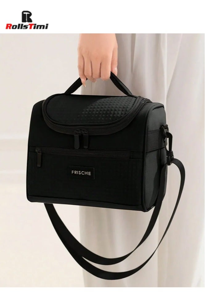 RollsTimi  Lunch Bag for Women/Men, Insulated Lunch Boxs  Soft Cooler Cooling Tote, Lightweight Reusable Waterproof Lunch Box with Adjustable Shoulder Strap For Work,Black - Image 5