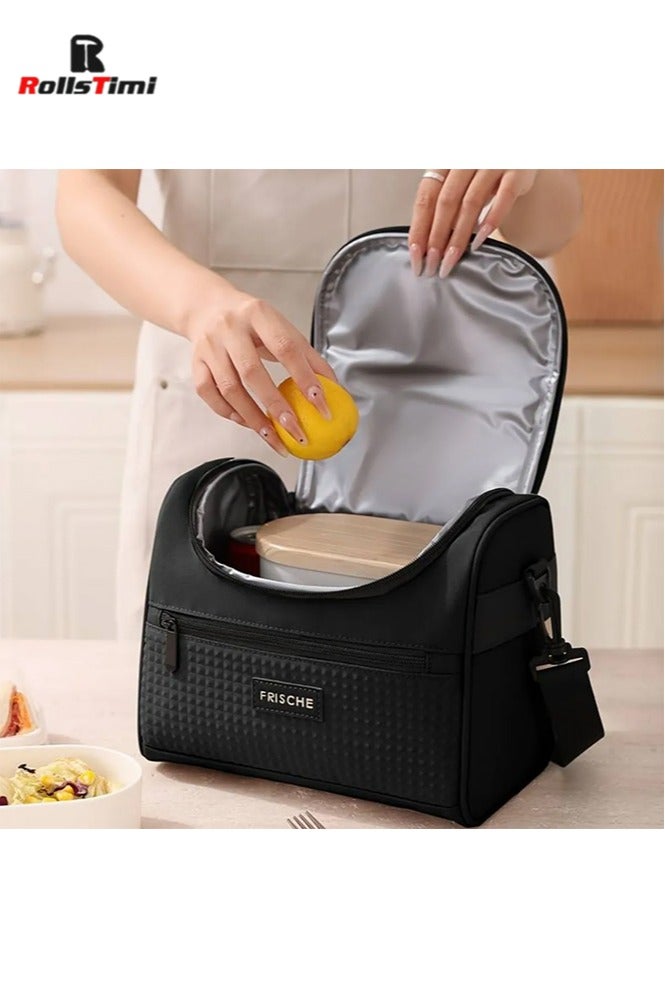 RollsTimi  Lunch Bag for Women/Men, Insulated Lunch Boxs  Soft Cooler Cooling Tote, Lightweight Reusable Waterproof Lunch Box with Adjustable Shoulder Strap For Work,Black - Image 1