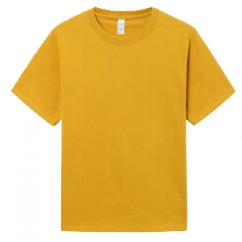 New Heavy 220G Trendy Cotton T-Shirt Men'S And Women'S Solid Color Short Sleeve Combed Cotton Crewneck T-Shirt White Thickened - Image 1