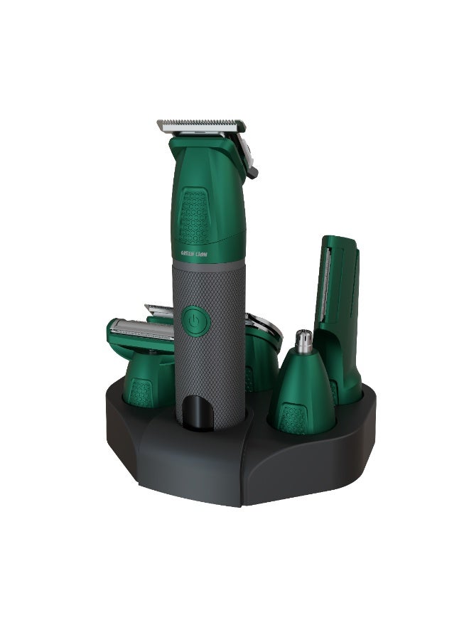 GREEN LION Style Pro 6-in-1 Grooming Kit with Hair, Body, Nose, Ear Trimming , 3 Hours Working Time, USB-C Recharging, Charging Base, IPX6 Waterproof - Green - Image 3