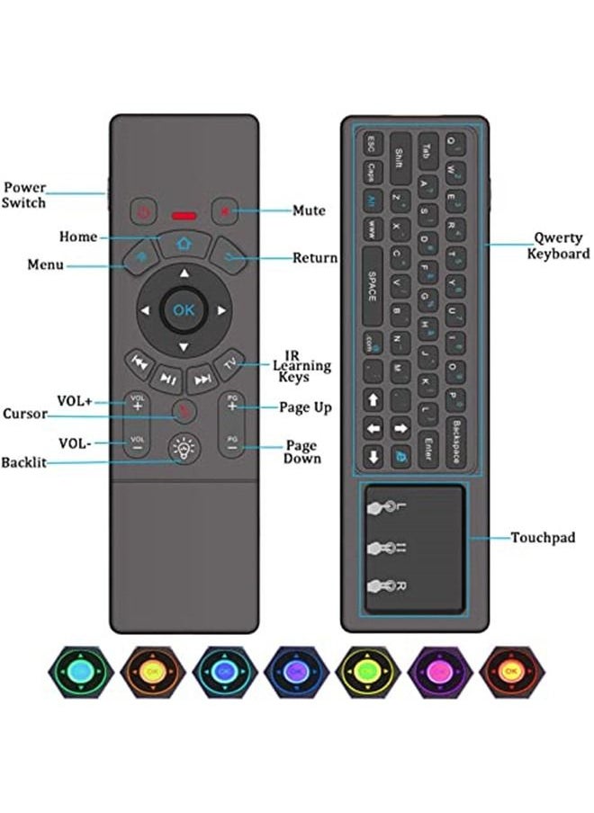 Generic - Air Mouse for Android tv Box, Rechargeable Mini Wireless Keyboard and Air Remote Control Touchpad with RGB Backlit T6 for Android TV Box, PC, Projector, HTPC etc - Image 1