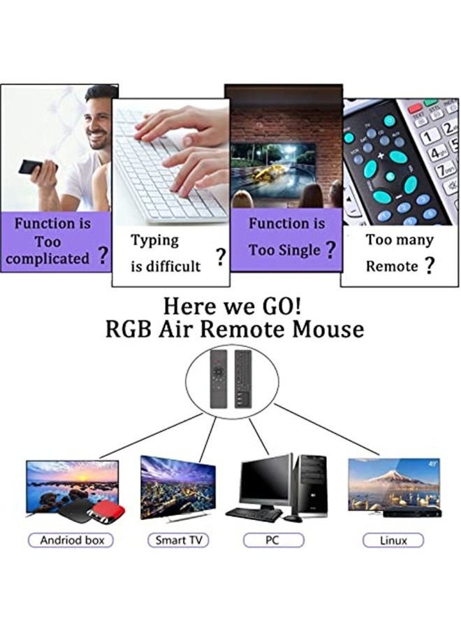 Generic - Air Mouse for Android tv Box, Rechargeable Mini Wireless Keyboard and Air Remote Control Touchpad with RGB Backlit T6 for Android TV Box, PC, Projector, HTPC etc - Image 1