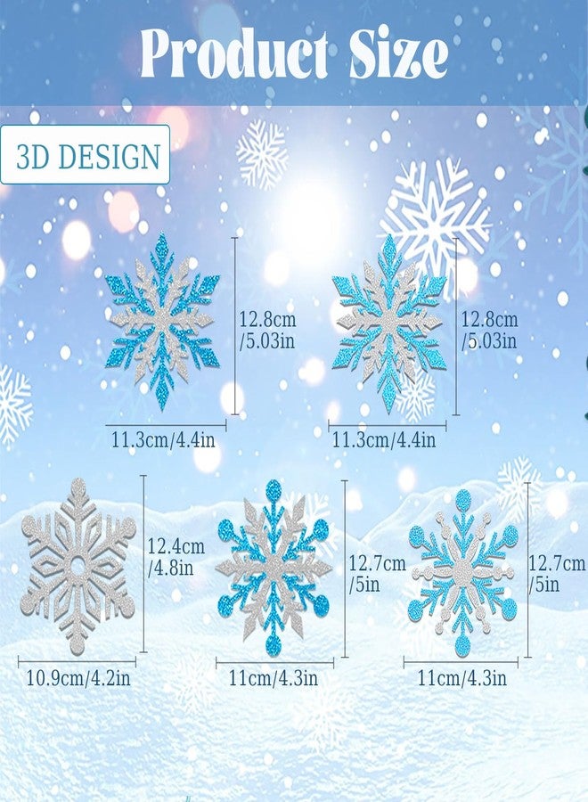 Moitkptt 20 Pcs Winter Snowflake Hanging Swirl Decoration Christmas Hanging Whirls Ceiling Decor for New Year Wedding Baby Shower Party Supplies(Blue) - Image 2