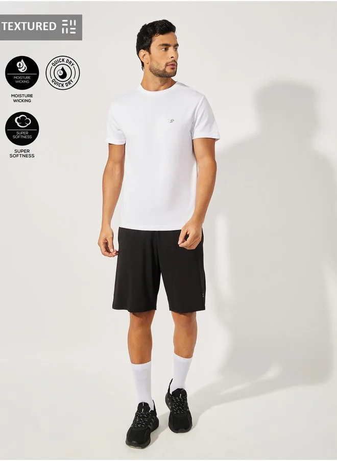 Styli Styli Textured T-Shirt and Shorts Sports Fitness Suit Set