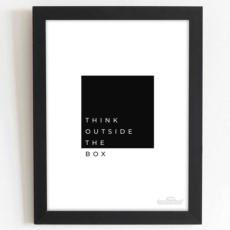 Craftolive Minimal Think Outside The Box Motivational Poster Wall Frame for Wall Decor Room Decor Home Decor Study Room Office Framed Poster Gift