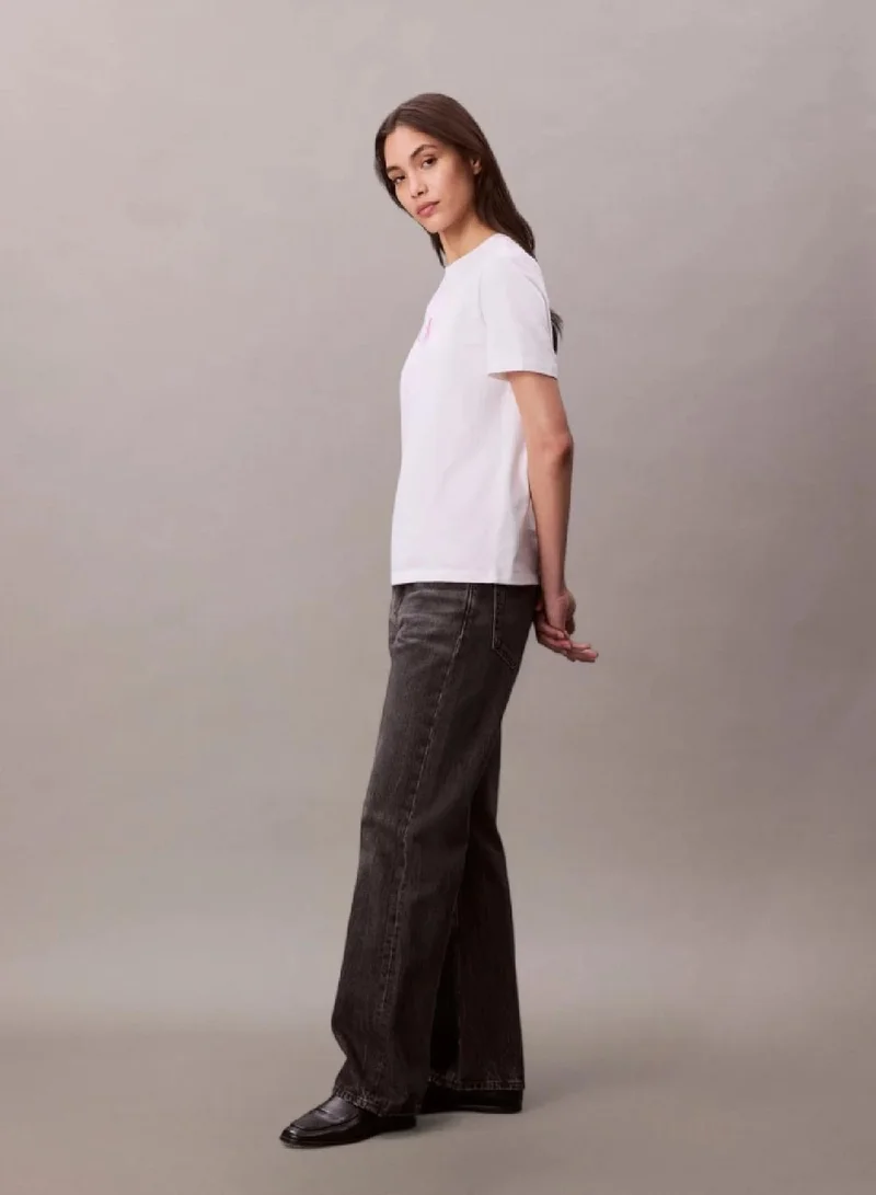 Calvin Klein Jeans Brilliant White Monogram Logo Tee for Women | Best Price UAE