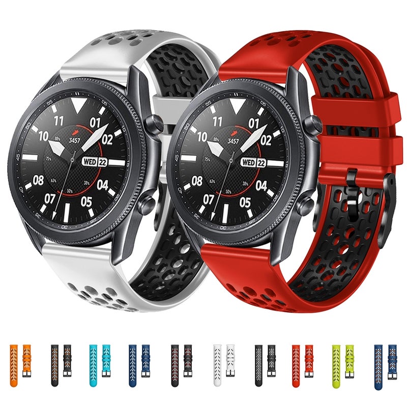 إيروريكس سوار ساعة Amazfit Gtr 2 22 مم من السيليكون القابل للتنفس ثنائي اللون (أزرق داكن + أسود) - Image 3