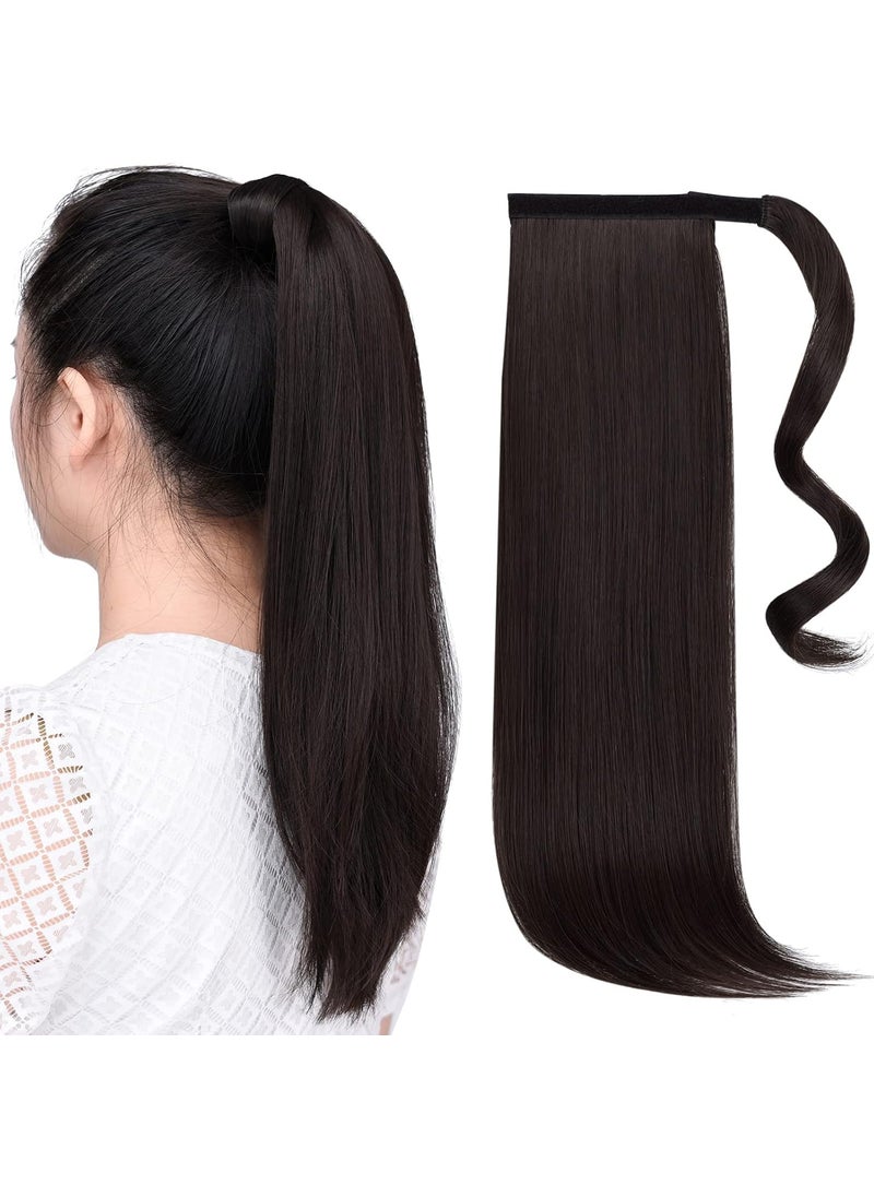SYXLCYGG - SYXLCYGG Wrap Around Ponytail,Ponytails Extensions Brown Straight 18" 4.1 Oz Women Synthetic Fake Clip Hair Extensions Hair Piece Wig - Image 1