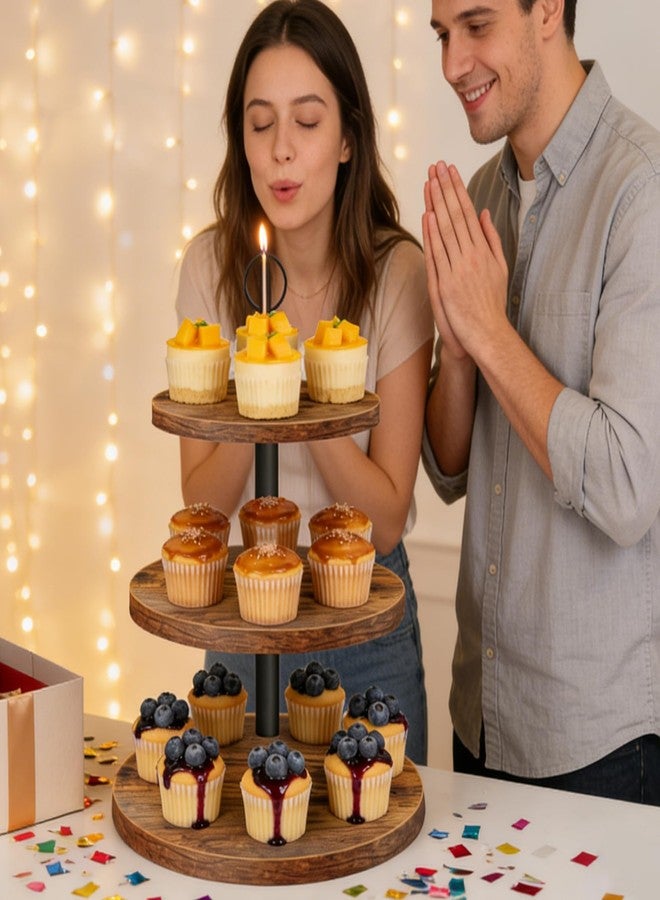 OugeWood Cupcake Stand, 3 Tier Cupcake Stand Rustic Dessert Table Display Set Wood Cupcake Tower Cake Stand Tiered Tray Stand for Wedding Birthday Baby Shower 1 Pack - Image 5