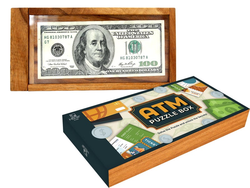 BSIRI ATM Puzzle Box for Adults Secret Brain Teaser Wooden Puzzle Boxes with Hidden Compartments Ideal Mystery Money Jewelry 3D Puzzle Lock Gift Card - Image 3