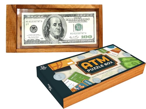 BSIRI ATM Puzzle Box for Adults Secret Brain Teaser Wooden Puzzle Boxes with Hidden Compartments Ideal Mystery Money Jewelry 3D Puzzle Lock Gift Card - Image 1