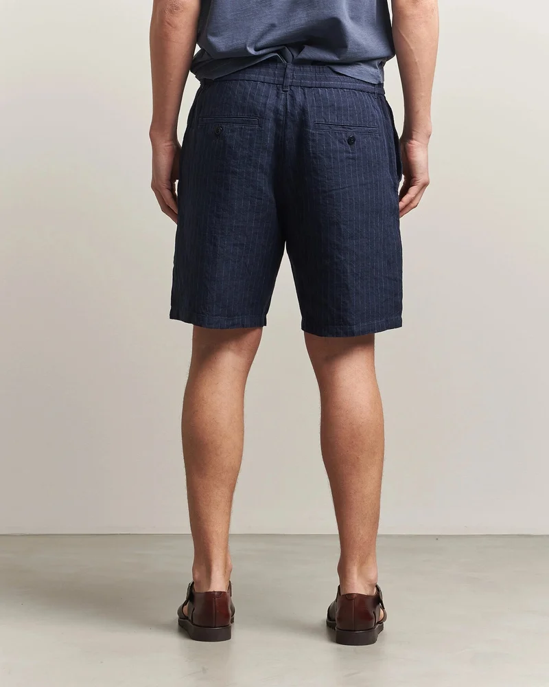 GANT Regular Fit Striped Linen Drawstring Shorts