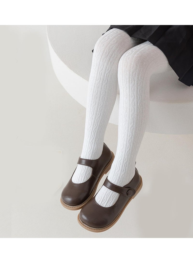2 Pack Baby Tights, Cable Knit Cotton Warm Leggings, White, for 12-24 Months Toddlers - Image 5