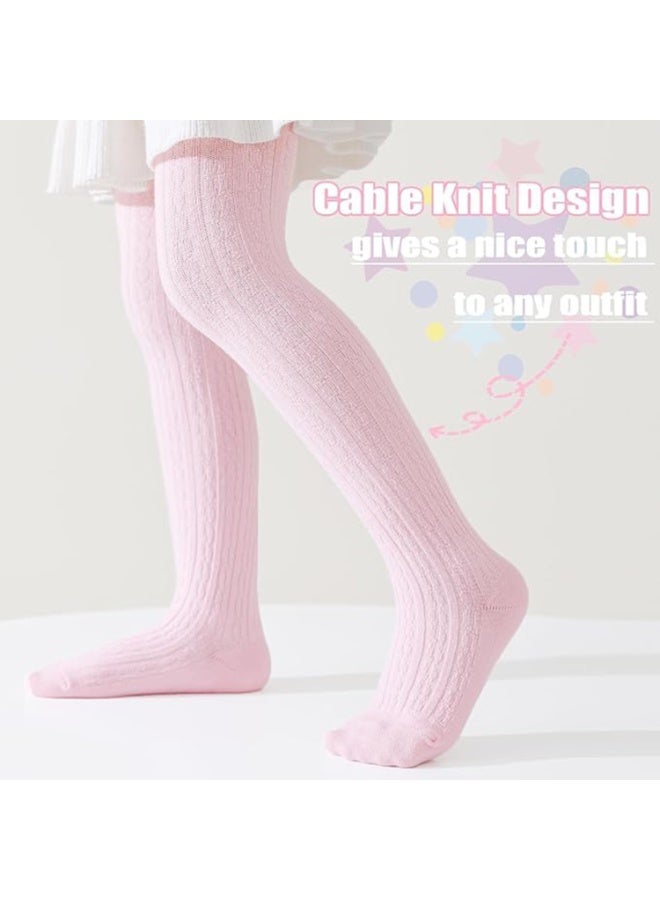 2 Pack Baby Tights, Cable Knit Cotton Warm Leggings, White, for 12-24 Months Toddlers - Image 3