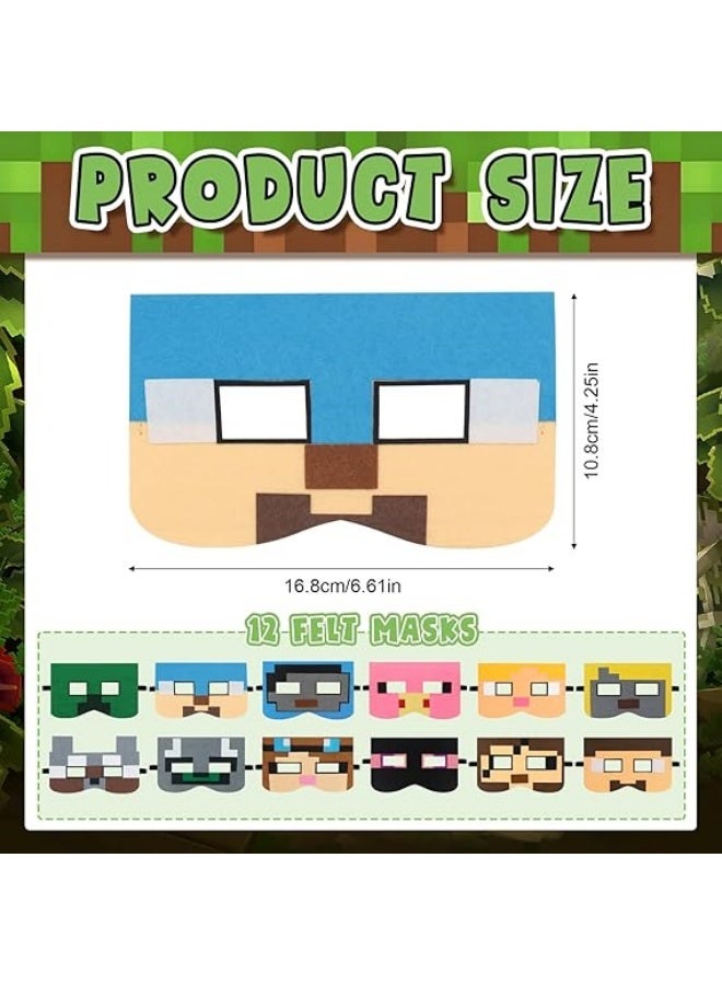 12pcs Game Minecraft Felt Masks Children's Party Masquerade Role Play Eye Masks - Image 1