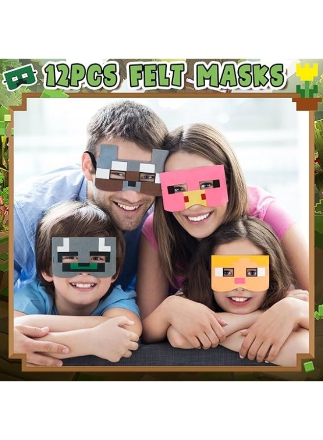 12pcs Game Minecraft Felt Masks Children's Party Masquerade Role Play Eye Masks - Image 3