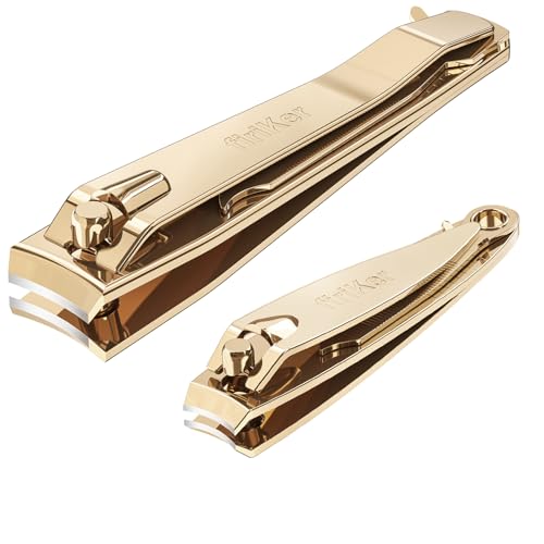 firiKer Nail Clipper Set, Sturdy Stainless Steel Fingernails & Toenails Clippers & Nail File, Sharp Effortless Fingernail Toenail Trimmer, Portable Nail Cutter for Women Men（Golden） - Image 1