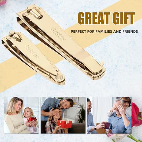 firiKer Nail Clipper Set, Sturdy Stainless Steel Fingernails & Toenails Clippers & Nail File, Sharp Effortless Fingernail Toenail Trimmer, Portable Nail Cutter for Women Men（Golden） - Image 4