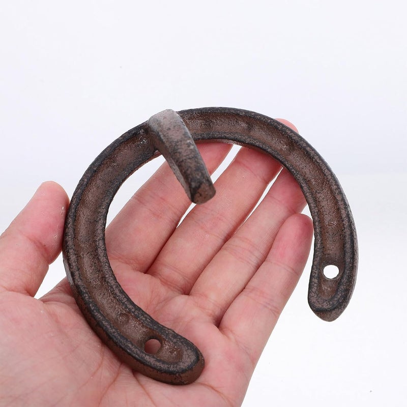 2pcs Rustic Cast Iron Horseshoe Hooks Heavy Duty Metal Hanging Wall Hooks for Bathroom Bedroom Kitchen Towel Coat Robe Organizer - Image 4