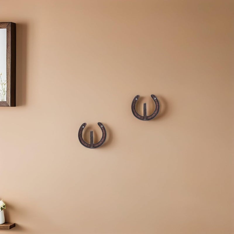 2pcs Rustic Cast Iron Horseshoe Hooks Heavy Duty Metal Hanging Wall Hooks for Bathroom Bedroom Kitchen Towel Coat Robe Organizer - Image 5