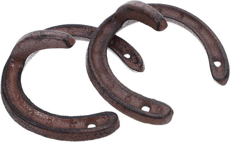 2pcs Rustic Cast Iron Horseshoe Hooks Heavy Duty Metal Hanging Wall Hooks for Bathroom Bedroom Kitchen Towel Coat Robe Organizer - Image 1