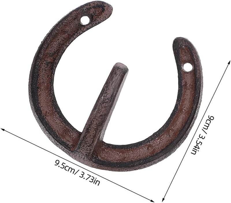 2pcs Rustic Cast Iron Horseshoe Hooks Heavy Duty Metal Hanging Wall Hooks for Bathroom Bedroom Kitchen Towel Coat Robe Organizer - Image 2