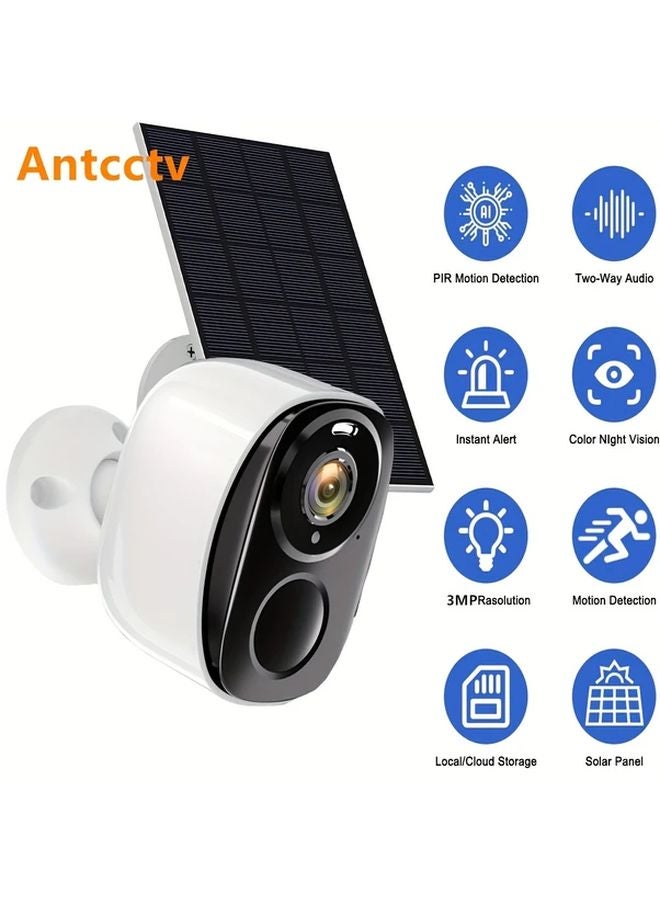 Solar Security Camera Wireless Outdoor 3MP Color Night Vision 2 Way Talk Human Detection - Image 3