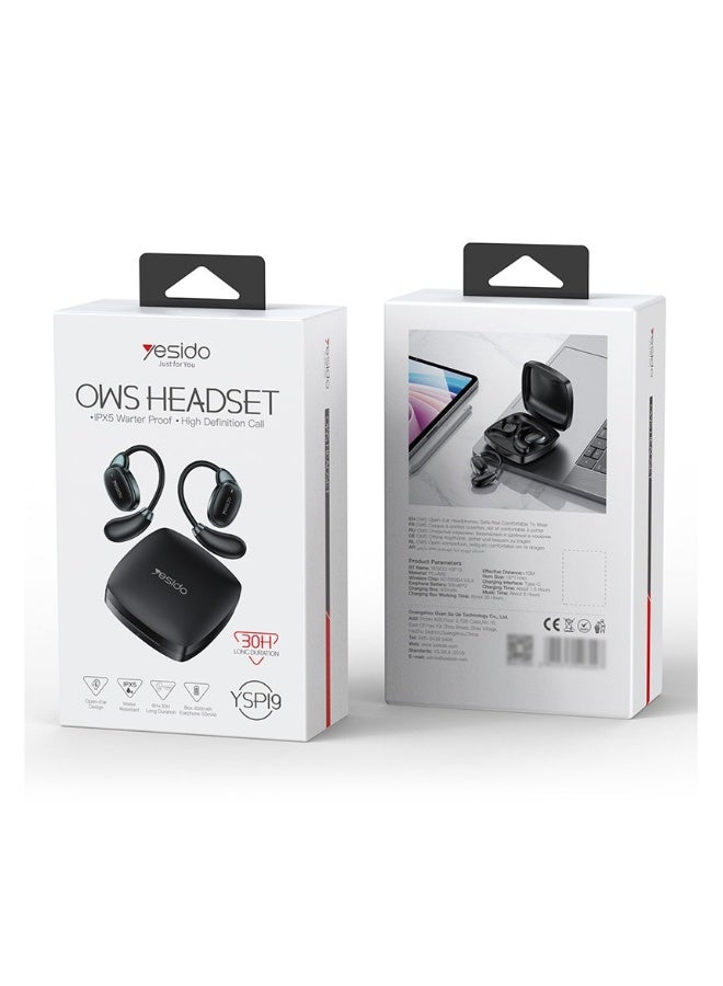 Beauenty Bluetooth Headset Open Ear-hanging Wearing Sports Wireless Bluetooth Headset/Black - Image 1