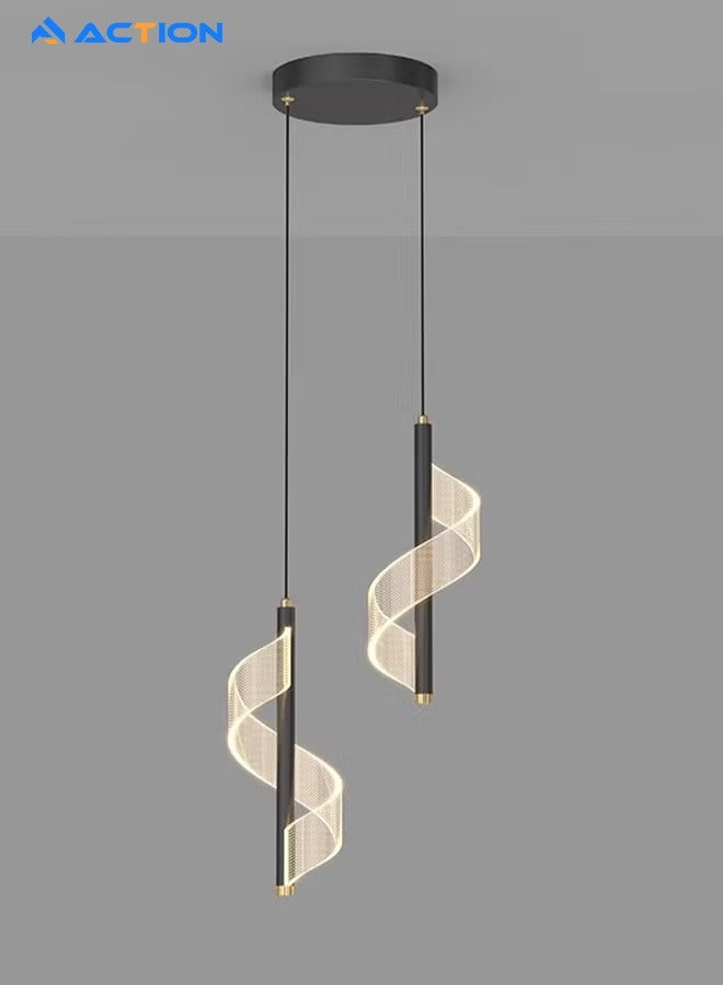 ACTION Acrylic Hanging Light for Bedroom Bedside, Modern Simple Led Pendant Light, Indoor Chandelier, Ceiling Hanging Lamps for Dining Room Living Room Hallway Kitchen (Black) - Image 1