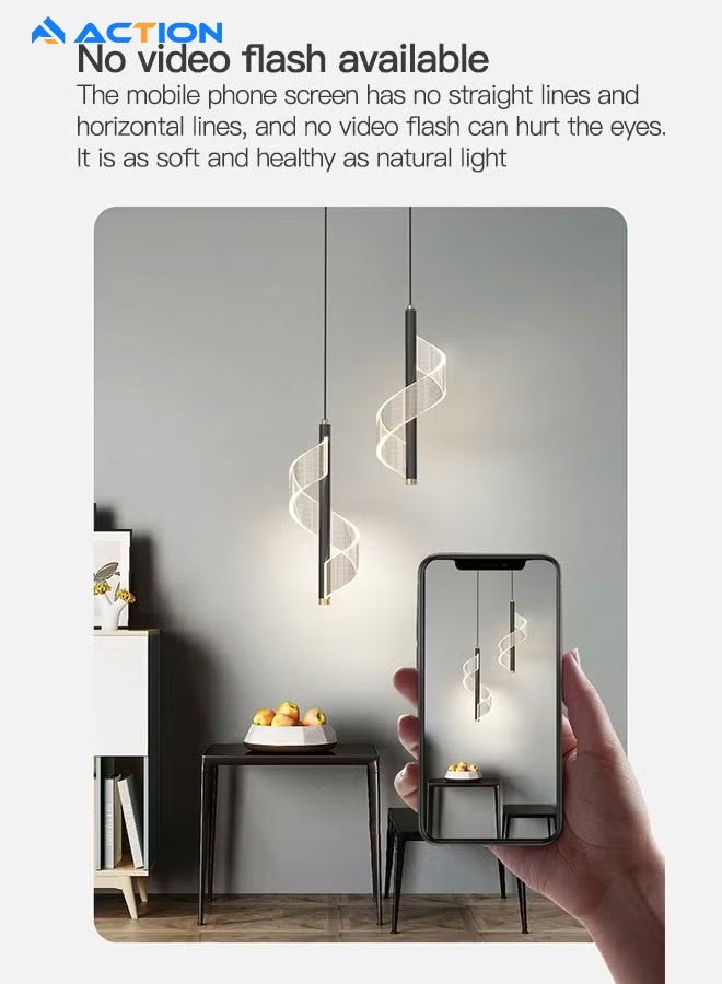 ACTION Acrylic Hanging Light for Bedroom Bedside, Modern Simple Led Pendant Light, Indoor Chandelier, Ceiling Hanging Lamps for Dining Room Living Room Hallway Kitchen (Black) - Image 2