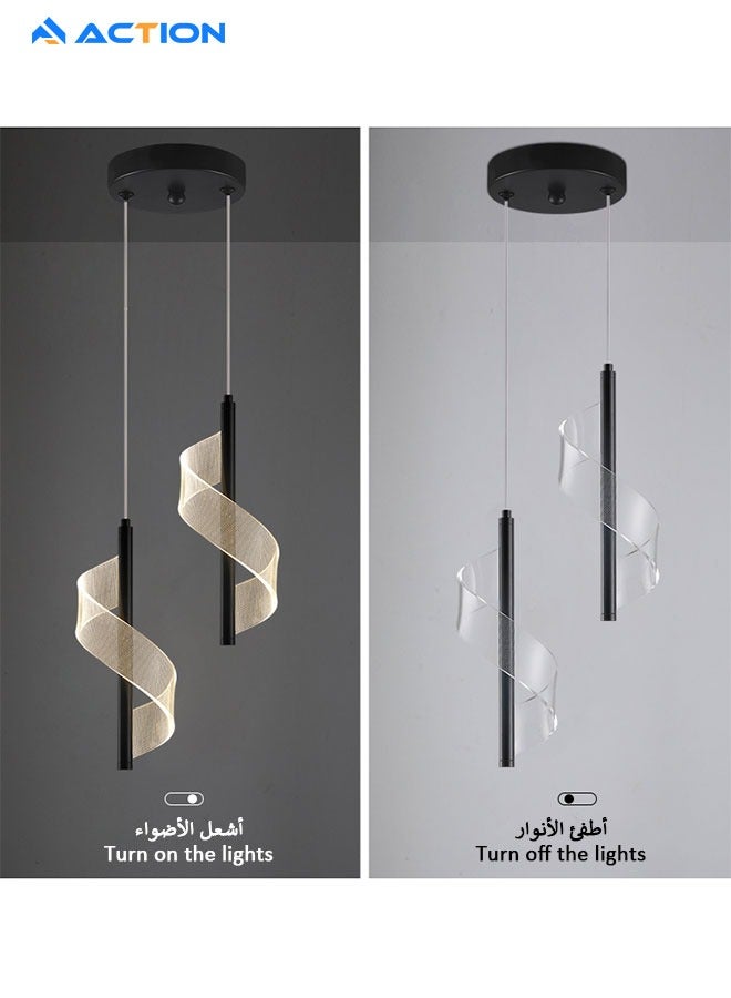 ACTION Acrylic Hanging Light for Bedroom Bedside, Modern Simple Led Pendant Light, Indoor Chandelier, Ceiling Hanging Lamps for Dining Room Living Room Hallway Kitchen (Black) - Image 5