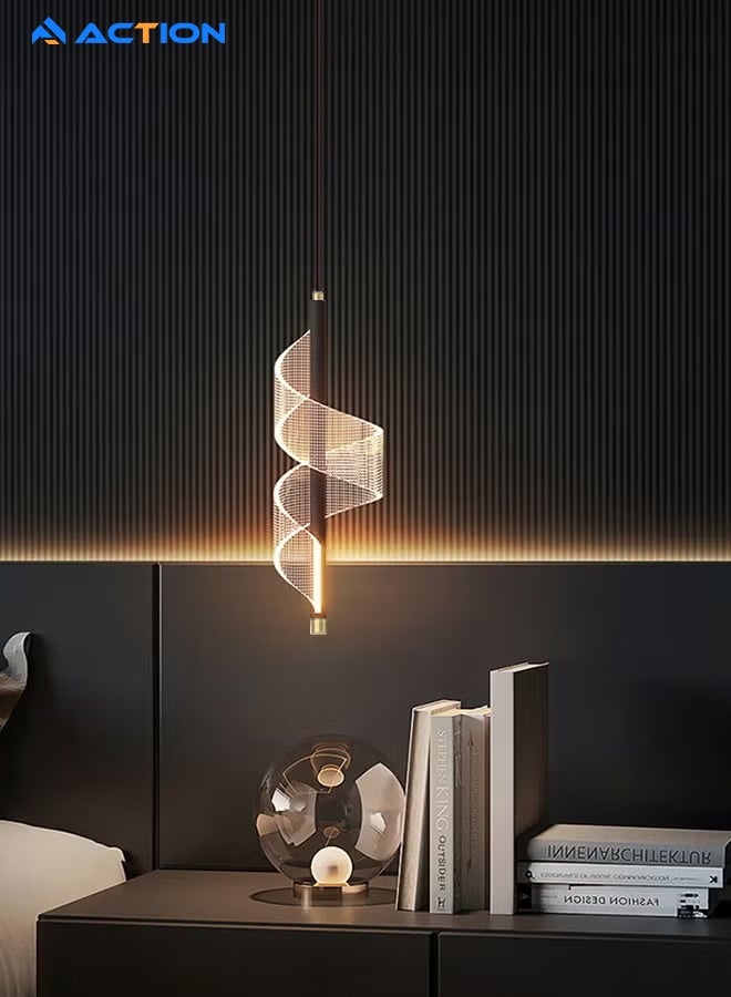 ACTION Acrylic Hanging Light for Bedroom Bedside, Modern Simple Led Pendant Light, Indoor Chandelier, Ceiling Hanging Lamps for Dining Room Living Room Hallway Kitchen (Black) - Image 3
