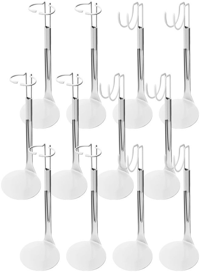 Yaocom 12 Pcs Doll Stands for 8 to 12 Inch Dolls Action Figure Stands Adjustable Doll Display Holder Rack with Expandable Waist Wire for Home Shop(White) - Image 1