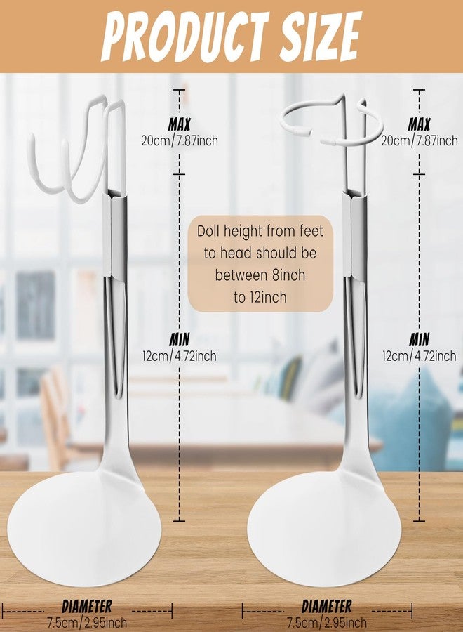 Yaocom 12 Pcs Doll Stands for 8 to 12 Inch Dolls Action Figure Stands Adjustable Doll Display Holder Rack with Expandable Waist Wire for Home Shop(White) - Image 2
