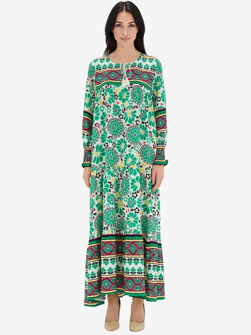 BIG DART BDART Patterned Maxi Dress with Tie Closure