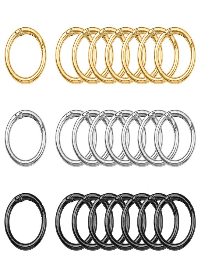 ELANE 24 Pcs Spring O Rings,Trigger Round Snap Buckle,Spring Keyring Buckle,Keychain Ring for Buckle,Bags,Purses (Silver+Gold+Grey, 1 inch) - Image 1