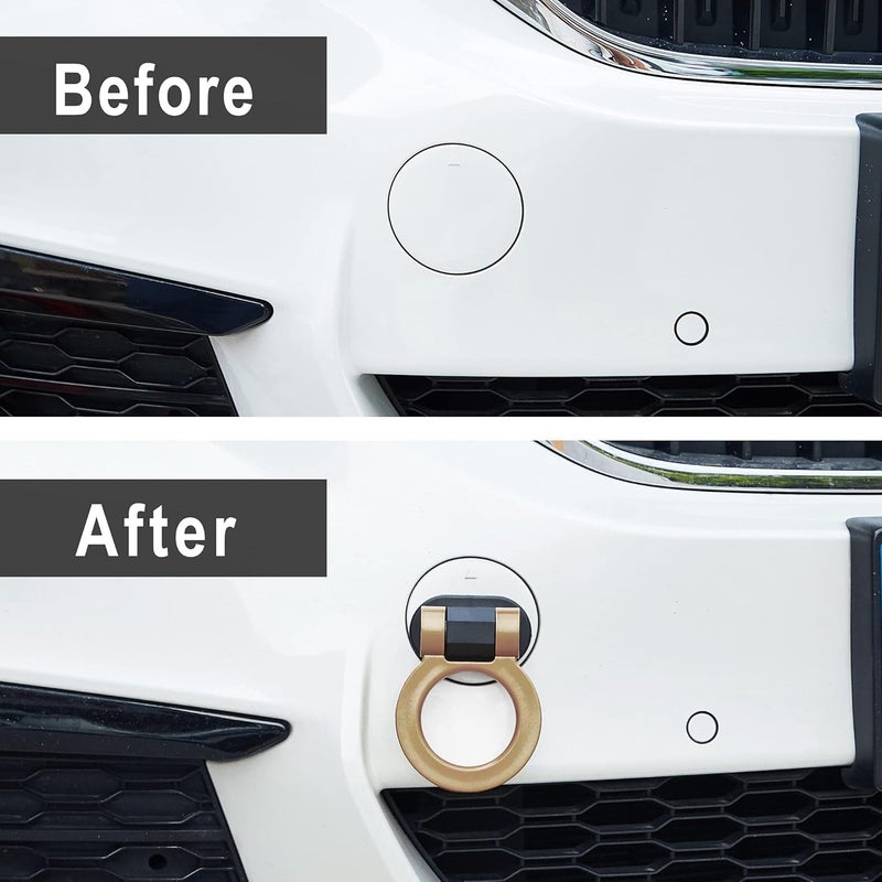 AutoBizarre Car Dummy Tow Hook Bumper Tow Hook 180 Degree Adjustable Self-Adhesive Round O-Shaped Vehicle Towing Hook for Car Decoration Universal for All Cars, SUV (Gold) - Image 5