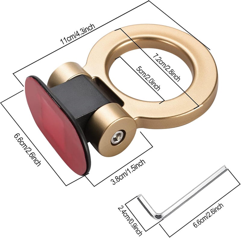 AutoBizarre Car Dummy Tow Hook Bumper Tow Hook 180 Degree Adjustable Self-Adhesive Round O-Shaped Vehicle Towing Hook for Car Decoration Universal for All Cars, SUV (Gold) - Image 2