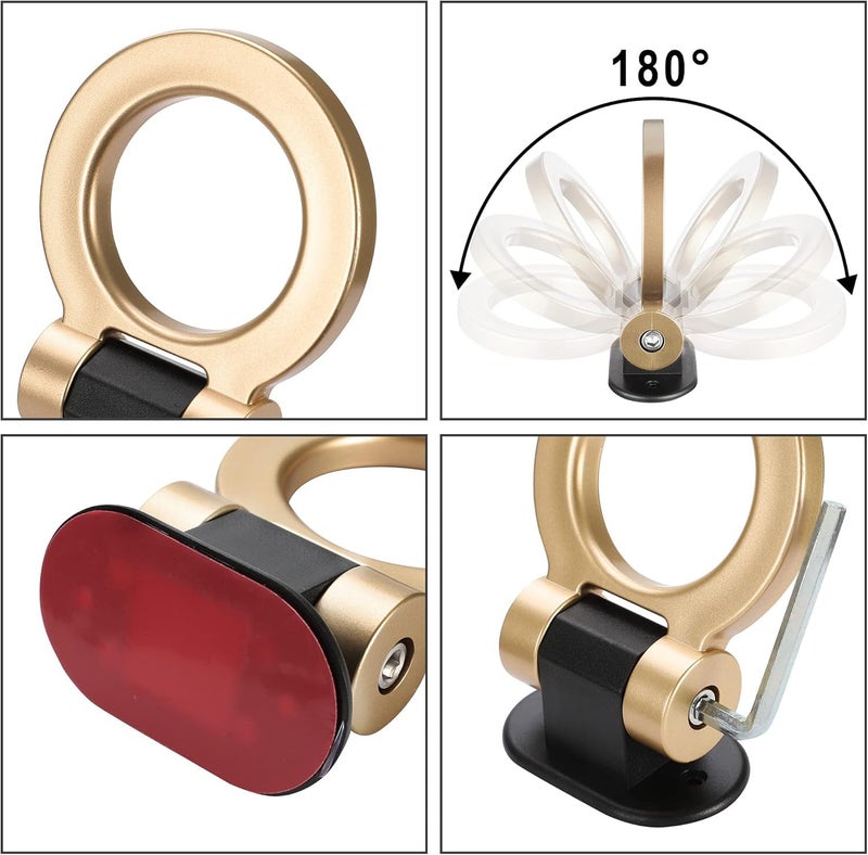 AutoBizarre Car Dummy Tow Hook Bumper Tow Hook 180 Degree Adjustable Self-Adhesive Round O-Shaped Vehicle Towing Hook for Car Decoration Universal for All Cars, SUV (Gold) - Image 3