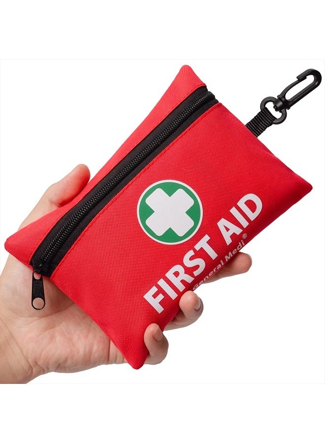 General Medi Mini First Aid Kit, 110 Piece Small First Aid Kit - Includes Emergency Foil Blanket, Scissors for Travel, Home, Office, Vehicle, Camping, Workplace & Outdoor (Red) - Image 1