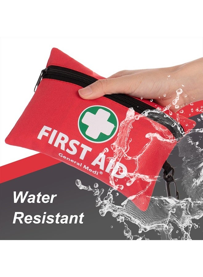 General Medi Mini First Aid Kit, 110 Piece Small First Aid Kit - Includes Emergency Foil Blanket, Scissors for Travel, Home, Office, Vehicle, Camping, Workplace & Outdoor (Red) - Image 4