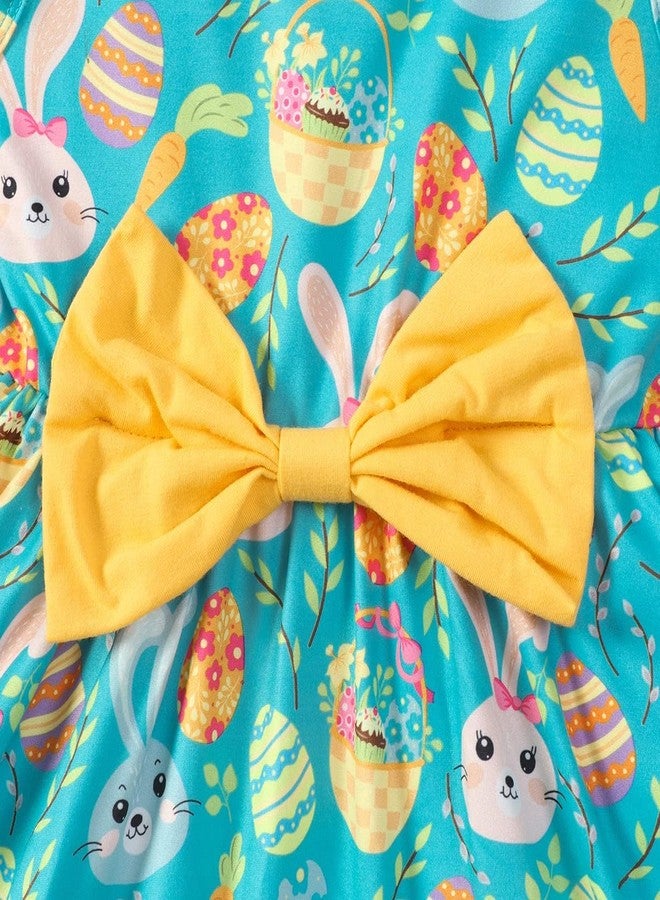 RETSUGO Toddler Girls Easter Dresses Kids Easter Eggs Bowknot Sleeveless Sundress Outfits Girls Party Bunny A-line Dress 1138-2T - Image 5