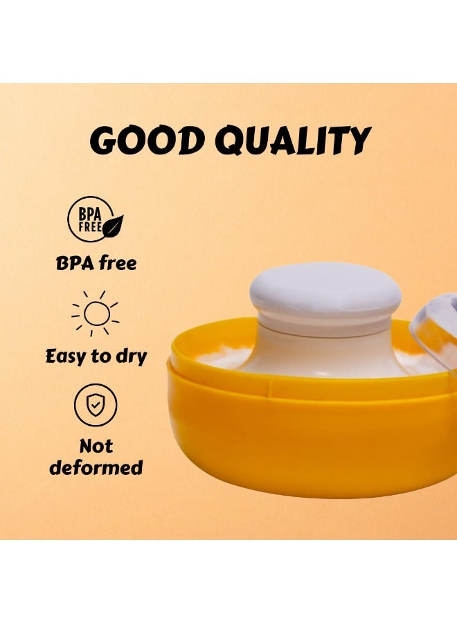 ادور مجموعة بودرة منتفخة من Adore WOW - منتفخة بودرة ما بعد الاستحمام للعناية بالطفل مع صندوق حامل بودرة التلك المحمول (أصفر مبتسم) - Image 5