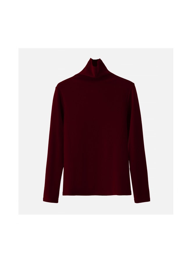 Qingdao Autum New Casual Versatile Silk Protein Thickeneded Half Turtleneck Bottoming Shirt Fashionable Long Sleeves Can Be Worn Outside