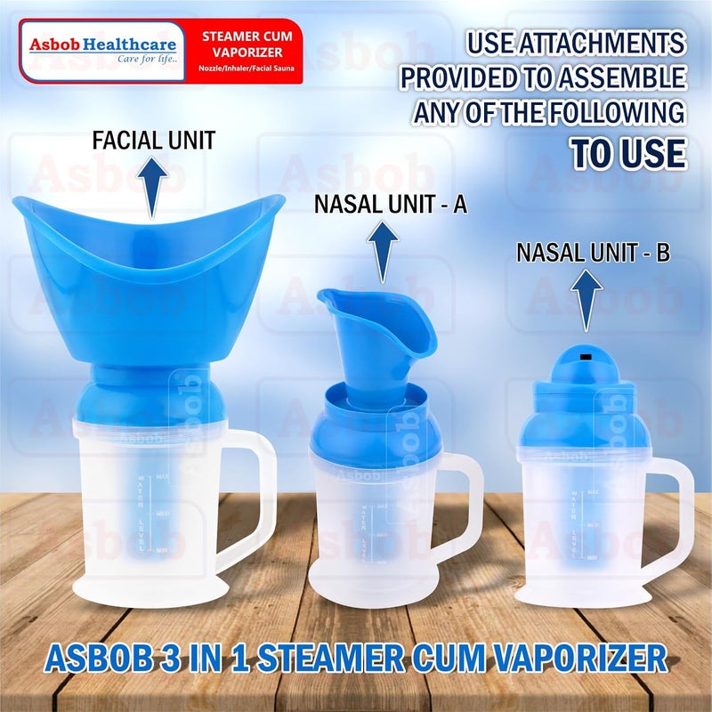 Asbob Asbob Vaporizer for Cold and Cough Face Steam Vapourisers for Adult 115 Meter Steamer Blue  - Image 3