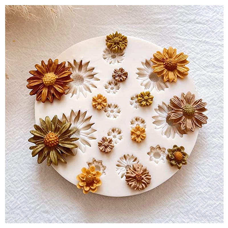 Daisy Small Flower Polymer Clay Molds 13 Cavity Miniature Clay Molds for Jewelry Making Cake Decoration Earrings