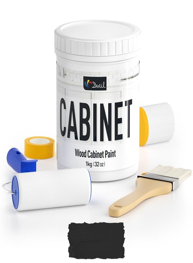 DWIL Cabinet Paint All Match - 32 OZ Black | Waterproof, No Sanding, Low Odor | Kitchen and Bathroom Cabinet Makeover Kit - Image 1