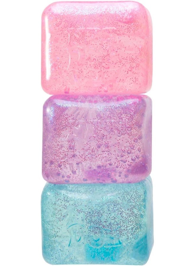 Glitter Glow Nice Cube Squishy Stress Relief Toy, Reusable Squeeze Fidget Cube Toy, Sparkly Soft Squeeze Sensory Toy for Kids Adults Anxiety Relief, 3 Colors Available - Image 3